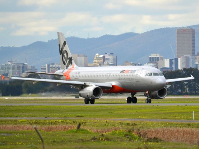 Airbus A320 (VH-VQZ) - On taxi-way heading for take off on runway 05. Thursday 12th July 2012.