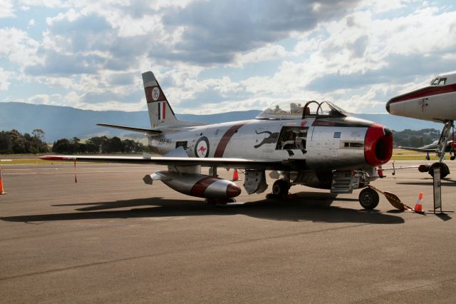 A94901 — - Australian built Sabre at HARS Wollongong NSW showing the 30mm canon fitting and nose detail