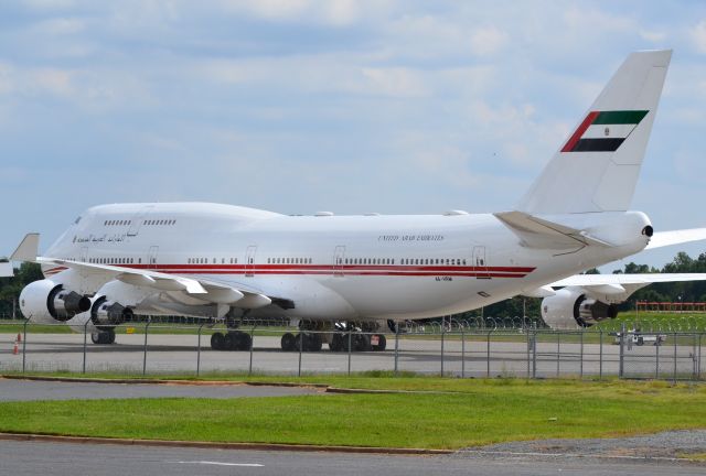 Boeing 747-400 (A6-HRM) - Dubai Air Wing, at KCLT, is the paramilitary airline of the government of Dubai, United Arab Emirates. The airline is used by the Dubai Royal Family, namely the Emir of Dubai, as well as government officials (Wikipedia). - 9/11/18