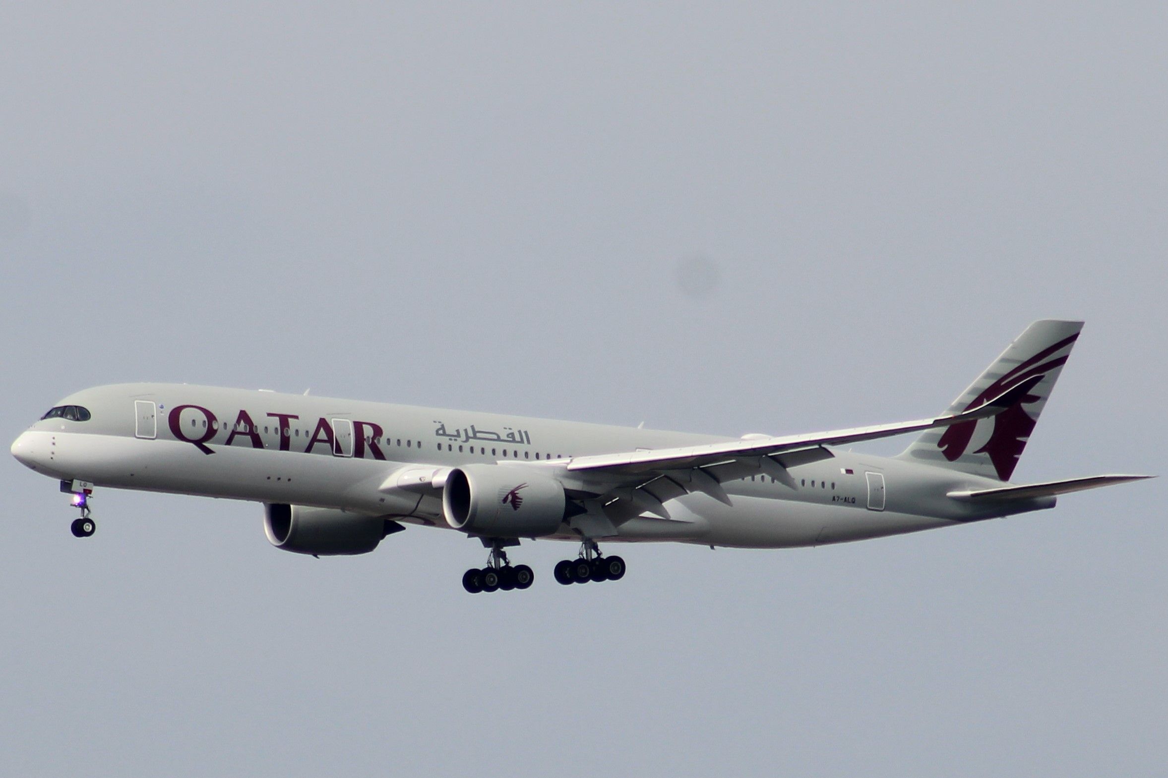 Airbus A350-900 (A7-ALQ) - Landing at Philadelphia International Airport after a over 13 hour flight from Doha, Qatar.