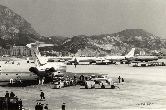 — — - Ramp scene before boarding bridges built.