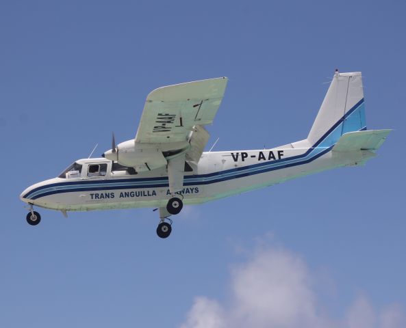 VP-AAF — - One perfect shot of a briten norman islander landing in Sint maarten