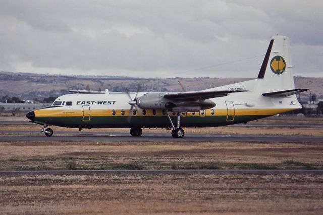 — — - EAST-WEST AIRLINES - FOKKER F-27-500 FRIENDSHIP - REG : VH-EWW (CN 10633) - WEST BEACH ADELAIDE SA. AUSTRALIA - YPAD (31/3/1984)35MM SLIDE CONVERSION USING A LIGHTBOX AND A NIKON L810 DIGITAL CAMERA IN THE MACRO MODE