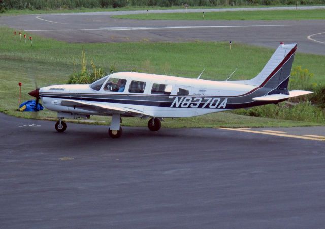 Piper Saratoga (N8370A) - At the RELIANT AIR ramp. RELIANT AIR has the lowest fuel price on the Danbury (KDXR) airport.