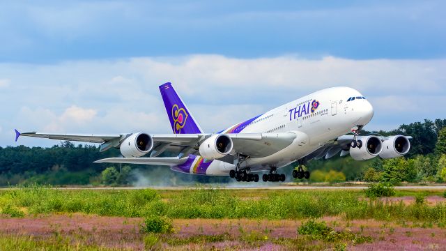 Airbus A380-800 (HS-TUF) - Starting at RW18 in FRA 