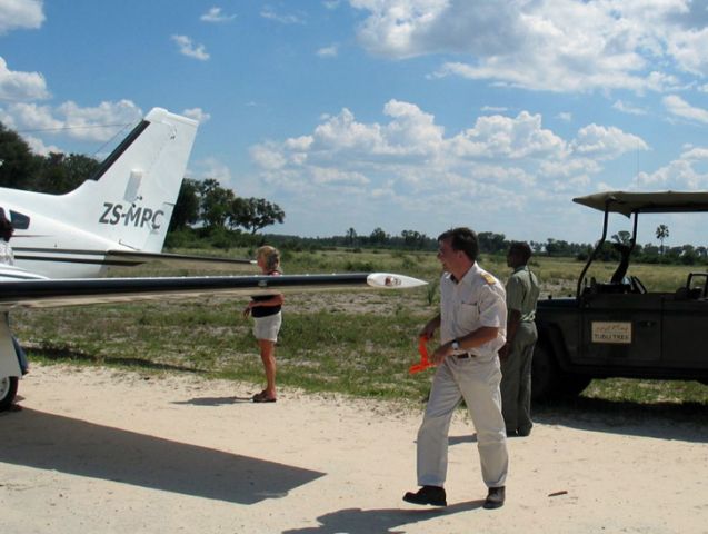 Cessna 402 (ZS-MPC) - On a bush strip in Botswana