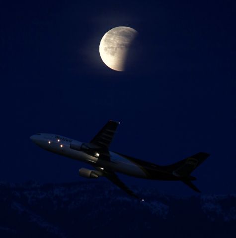 Airbus A300F4-600 — - Flashback to January, 2018 ~~br /During the final few minutes of a lunar eclipse, a UPS heavy departed 16R and was captured as it climbed away.