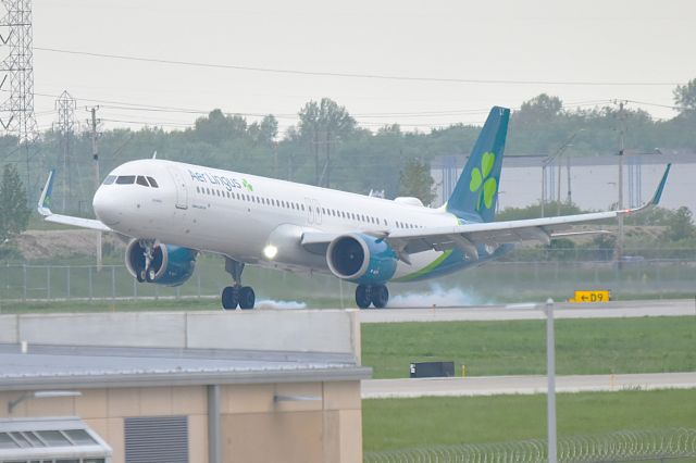 Airbus A321neo (EI-XLT) - Touchdown of inaugural Aer Lingus flight to IND. EIN83 DUB-IND. 5-R 05-03-25