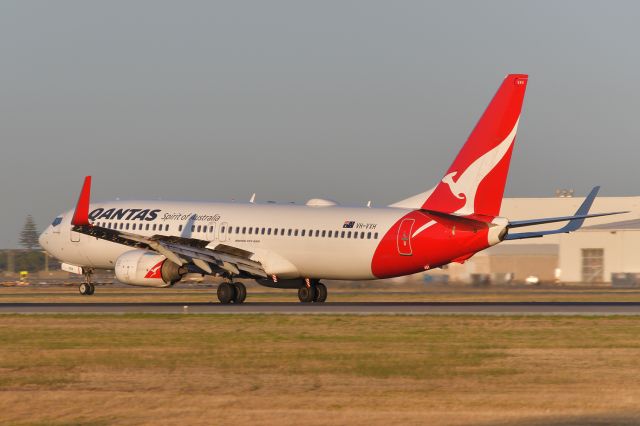 Boeing 737-800 (VH-VXH) - Feb 6, 2020, 0711 hrs. First passenger arrival for the day, runway 23.