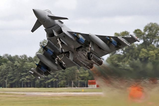 ZJ700 — - Air-side image of RAF Eurofighter EF-2000 Typhoon FGR4 ZJ700 [cn.0034/PS002/IPA5]. Pedal-to-the-Metal short takeoff. ZJ700 with Unit QinetiQ, seen here at RAF Fairford.