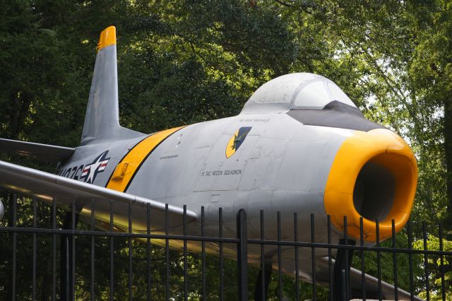 North American F-86 Sabre (FU976) - F-86 Sabrejet in downtown Greenville SCs historic Cleveland Park. Memorial for native Greenvillian USAF Major Rudolph Anderson Jr. This beauty has been here as long as I can remember (Im 46) and Ive never photographed it until today. Please see photo of the memorial stone tagged with the same tail #