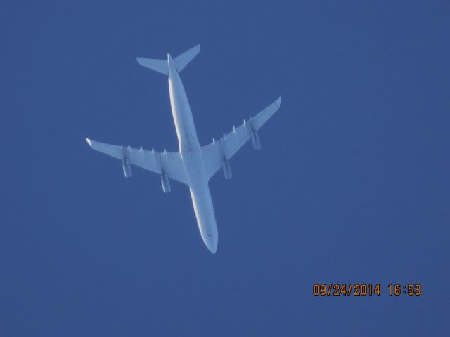 Airbus A340-300 (D-AIGN) - Lufthansa flight 439 from Dallas/Fort Worth to Frankfurt over Baxter Springs Kansas at 35,000 feet.