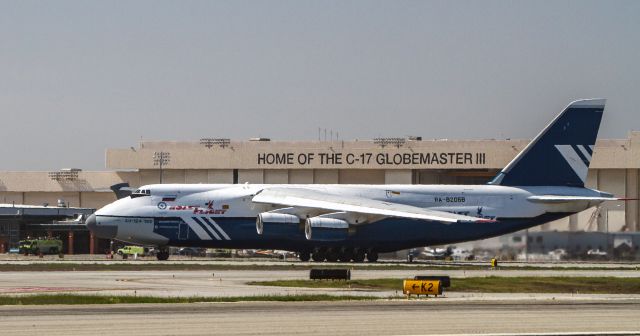 — — - Polet Airlines Antonov An 124 departing RY 12 at Long Beach on Feb 21, 2014