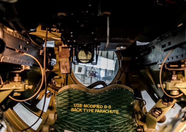 Boeing B-17 Flying Fortress — - View inside the B-17s ball turret at Dovers Air Mobility Command Museum.