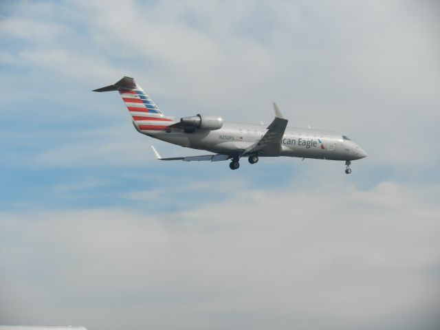 Canadair Regional Jet CRJ-200 (N250PS) - A American Express Canadian Reginal Jets CRJ-200 Just About To Touch Down At Reagan National Airport 