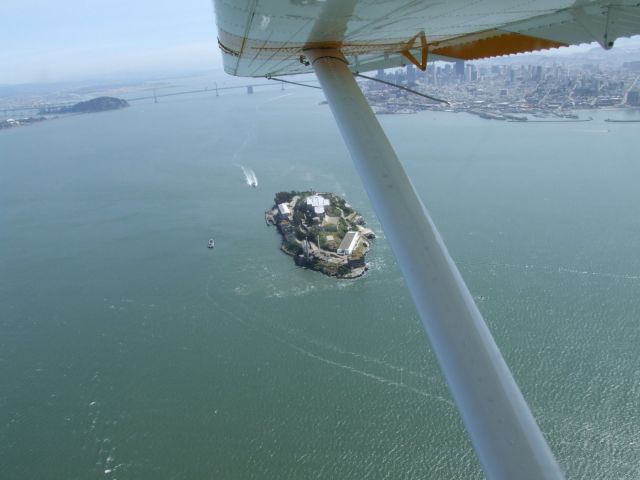 De Havilland Canada DHC-2 Mk1 Beaver (N522OG) - Flying over the Bay area looking at ALCATRAZ from the Beaver.