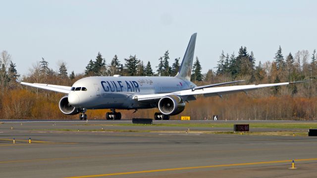 Boeing 787-9 Dreamliner (A9C-FE) - BOE862 rolls out after landing on Rwy 16R to complete a C1 flight on 12.4.18. (ln 771 / cn 39984).