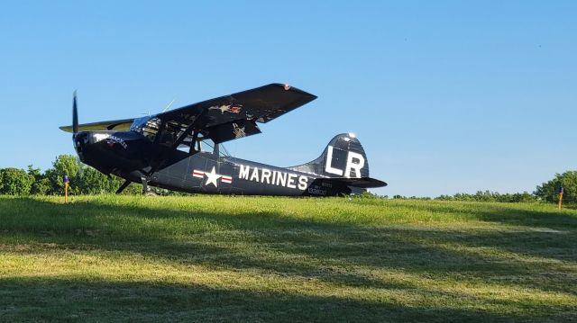 Cessna L-19 Bird Dog (N5262G) - Painted in the VMO-1 colors from 1956, this OE-1 gets ready for takeoff