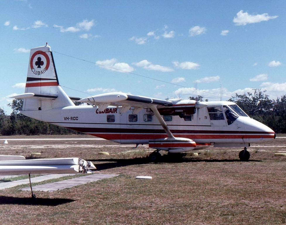 GAF Searchmaster (VH-RCC) - GAF Nomad N22 of ClubAir at Maitland Airport NSW in December 1981.