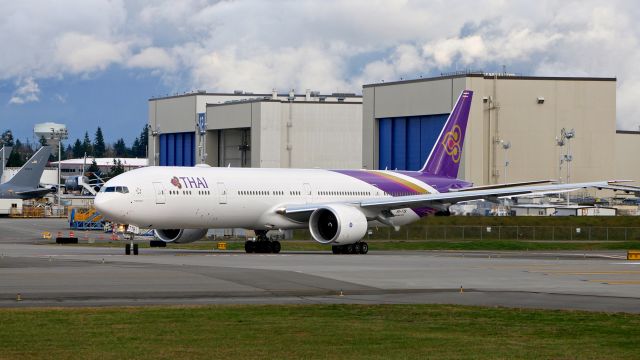 BOEING 777-300 (HS-TTB) - BOE867 taxis onto Rwy 16R for a high speed taxi test on 2.14.22. (B777-3D7(ER) / ln 1687 / cn 66588).