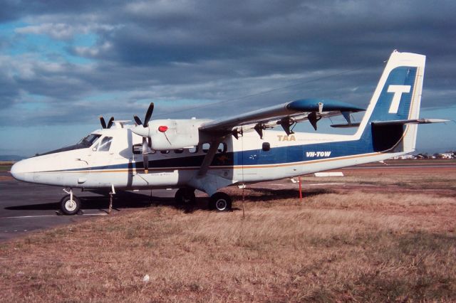 VH-TGW — - TRANS AUSTRALIA AIRLINES - DHC-6-200 TWIN OTTER - REG : VH-TGW (CN 120) - TOWNSVILLE QUEENSLAND AUSTRALIA - YBTL 8/8/1973 35MM SLIDE CONVERSION USING A LIGHTBOX AND A NIKON L810 DIGTAL CAMERA IN THE MACRO MODE.