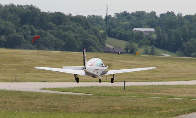 Beechcraft Bonanza (36) (N777NK) - Taxiing to rwy 27 on 5/3/12...