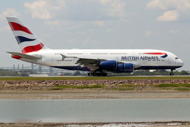 Airbus A380-800 (G-XLEJ) - 'Speedbird 13 Golf' from Londin taxiing off of 4R