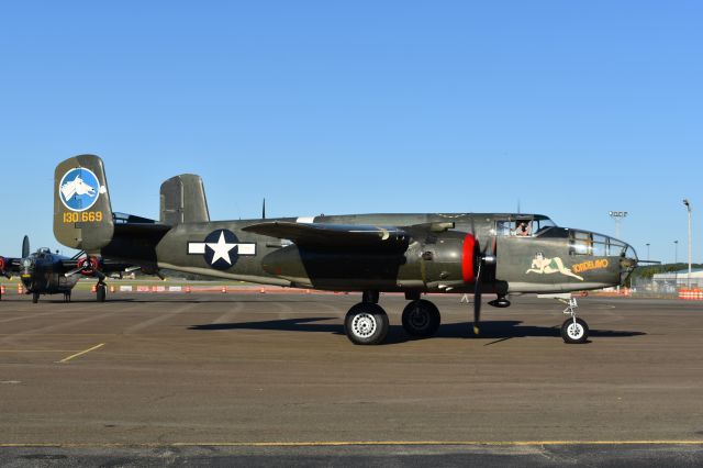 North American TB-25 Mitchell (N3476G) - In town for a Collings Foundation flyin, B-24 Tondelayo makes her appearance.  Two hours late, but thats OK, she deserves it.  On 10/19/17.