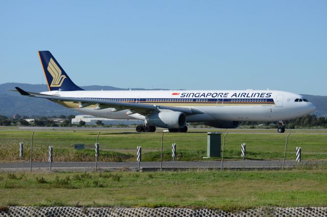 Airbus A330-300 (9V-STY) - On taxiway heading for take-off on runway 05, for flight home to Singapore. Wednesday, 21st May 2014.