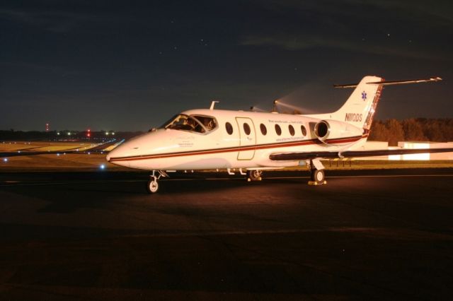 Mitsubishi MU-300 Diamond (N110DS) - Airborne Critical Care, LLCs MU-300 aircraft AKA Critical Care One at night in NC.