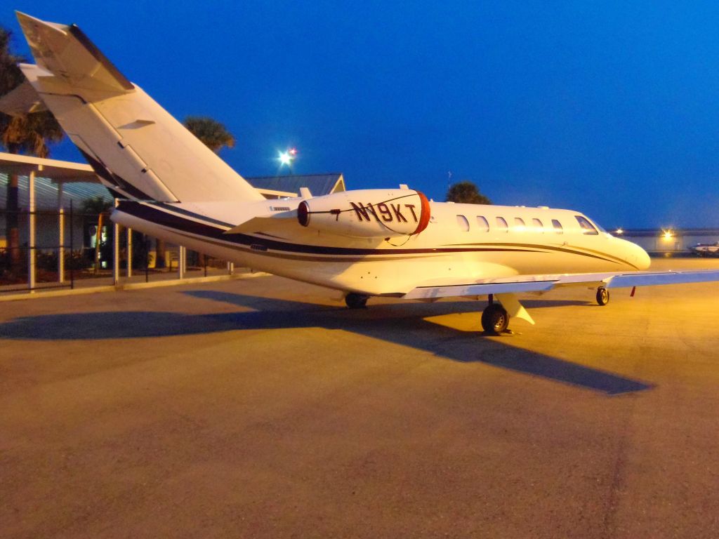 Cessna Citation CJ1 (N19KT) - N19KT at dusk under the lights at Marco Island April 12th 2013 / Geoff Cook