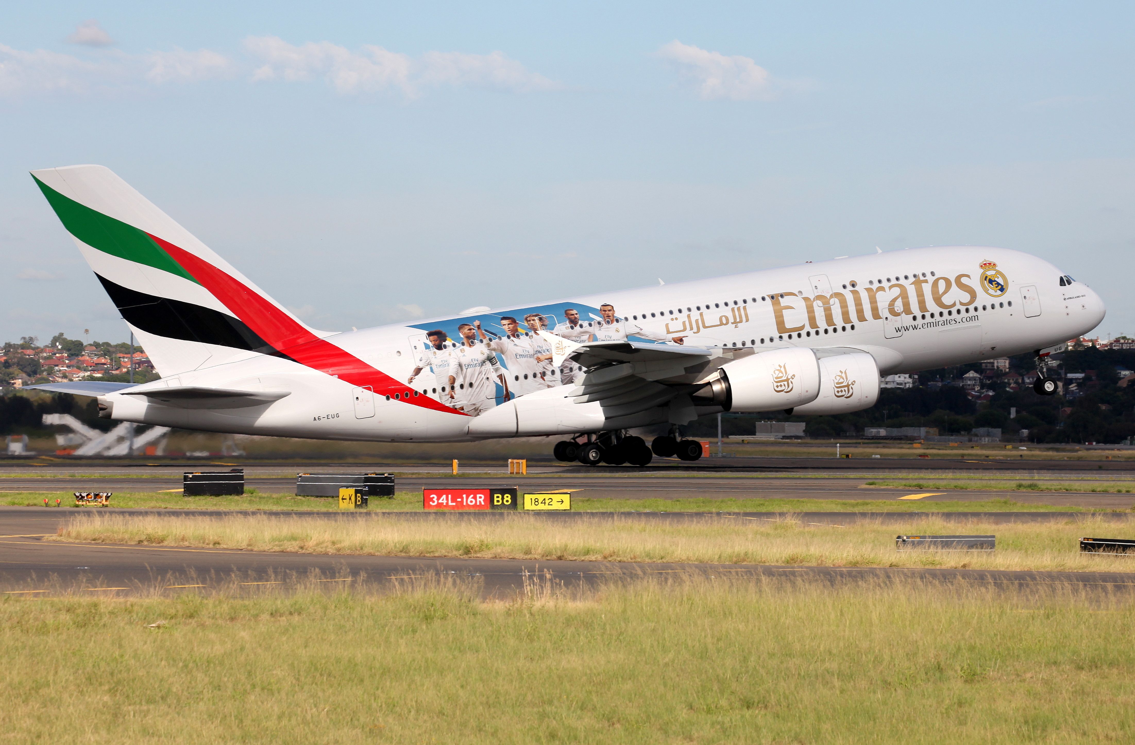 Airbus A380-800 (A6-EUG) - Lifting Off From Rwy 34L in Real Madrid C/S