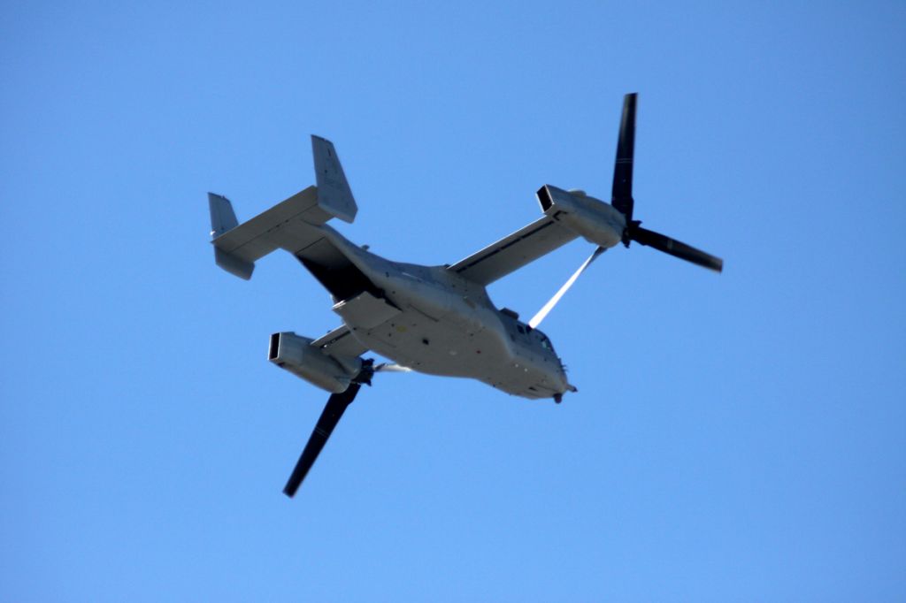 — — - USMC, Osprey Tiltrotor, Headed North West, Out toward Golden Gate Bridge for Fleet Week Air Show  10-06-2012