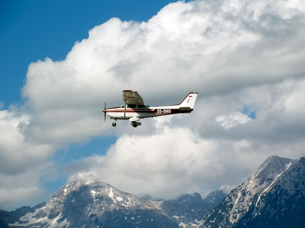 S5-DHO — - Private Cessna with misty mountains backward in Ljubljana Brnik Airport.