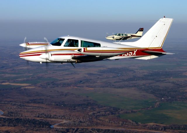 Cessna 310 (N5455X) - Flying In formation with David and Don Perry over Oklahoma.