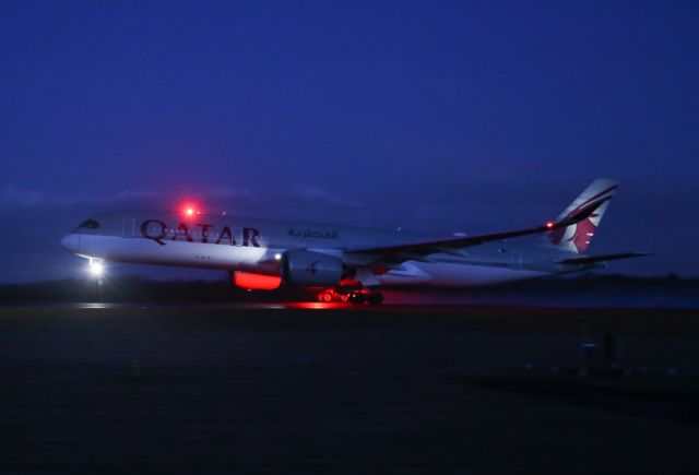 Airbus A350-900 (A7-ALQ) - QTR22 departs before dawn on the return to Doha