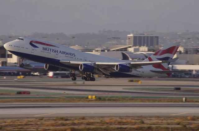 Boeing 747-400 (G-BYGD) - BAW 747 taking off. Imperial Ave, El Segundo