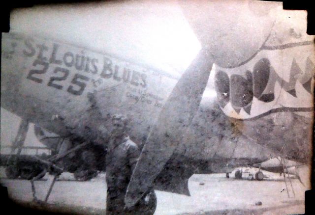 Lockheed P-38 Lightning (225) - My Granpa with nose# 225 (St. Louis Blues) P-38 Lightning, 1945 Philippines. Disclaimer: I obviously did not take the photo, nor do I know who did.