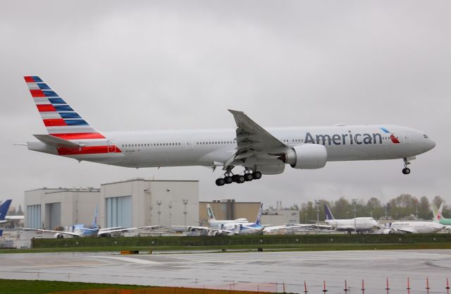 BOEING 777-300 (N722AN) - American Airlines N722AN returning to Paine Field after a customer flight April 19, 2013.