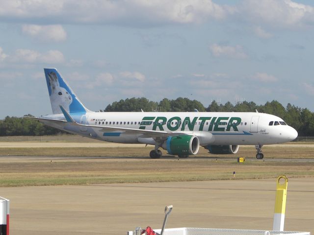 Airbus A320 (N304FR) - Flight 214 from Denver to Tyler, Texas, 10.20.19, Frontier's Jack the Rabbit