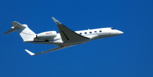 Gulfstream Aerospace Gulfstream G650 (N63XF) - Shortly after departure is this 2019 Gulfstream 650ER in the Spring of 2023.