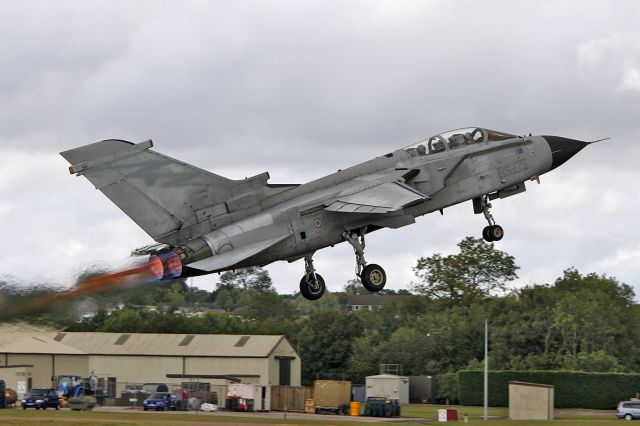 COA7047 — - [cn.5056]. Italy Air Force Panavia Tornado ECR CSX7047/50-43. Powered takeoff at RAF Fairford EGVA.