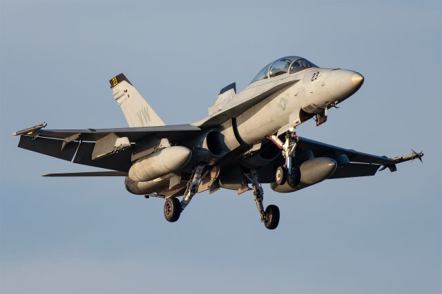 McDonnell Douglas FA-18 Hornet (16-4043) - Two F/A-18 Hornets from the VMFA-314 "Golden Knights" out of MCAS Miramar, California arrive to Dallas Love Field