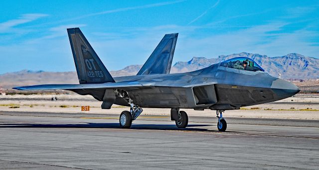 Lockheed F-22 Raptor — - F-22A Raptor AF99010 422d Test and Evaluation Squadron (422 TES) - Las Vegas - Nellis AFB (LSV / KLSV)br /Aviation Nation 2014 Air Showbr /USA - Nevada, November 8, 2014br /Photo: TDelCoro