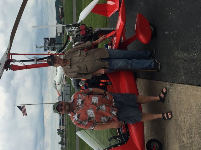 Experimental 100kts (N322MG) - Paul Salmon and Pappa John Farquhar standing in front of N322MG.  The gyroplane that set the "Distance without landing" world record of 1653 km