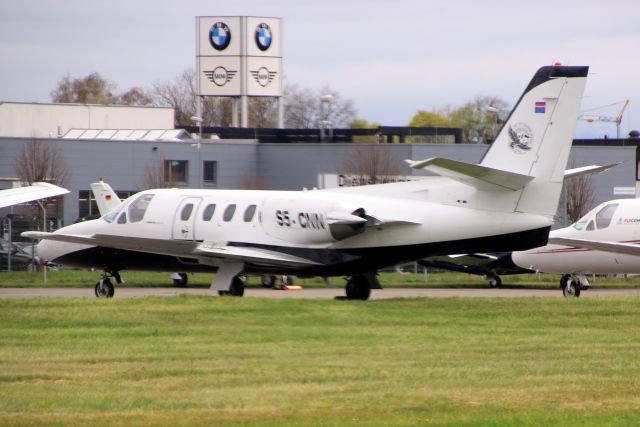 Cessna Citation 1SP (S5-CNN) - Parked on the ramp on 20-Apr-23 prior to returning to EDLN after an overnight stay.