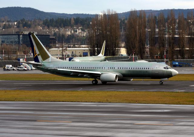 Boeing 737-800 (EI-DHA) - KRNT - Line 1642 showing Boeing Test Reg N1768B on taxi for it's Inaugural flight at Boeing-Renton for a 2 hour test flight - then land at KBFI for further testing and full paint.