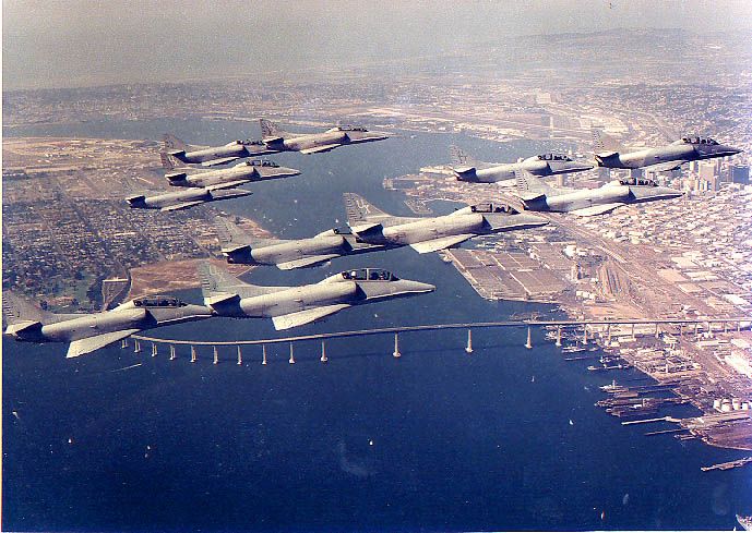 SINGAPORE TA-4 Super Skyhawk — - TA4 Skyhawk VC13 over San Diego 1977