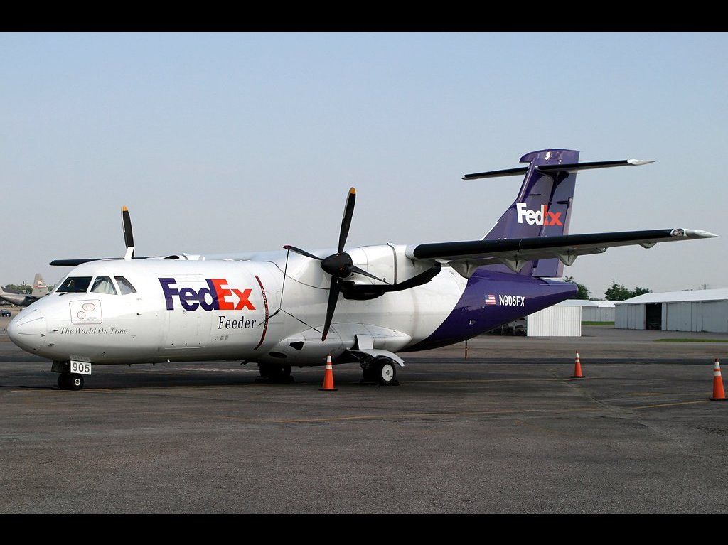 Aerospatiale ATR-42-300 (N905FX) - N905FX, an ATR42-300, parked at Wilmington International Airport (KILM).  This aircraft was destroyed (along with N904FX) by a tornado that struck Greensboros Piedmont-Triad International Airport (KGSO) in May, 2008.  It was a Federal Express feeder aircraft, operated by Mountain Air cargo.