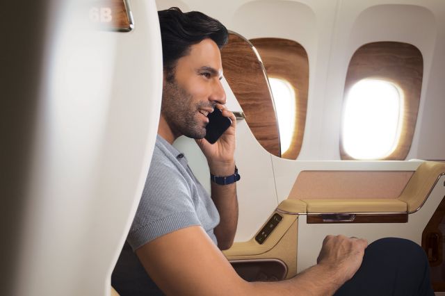 — — - Because business doesnt stop at 40,000ft, catch up with complimentary Wi-Fi*. Fly Emirates Business and experience a new level of comfort. *Up to 20MB within first 2 hours